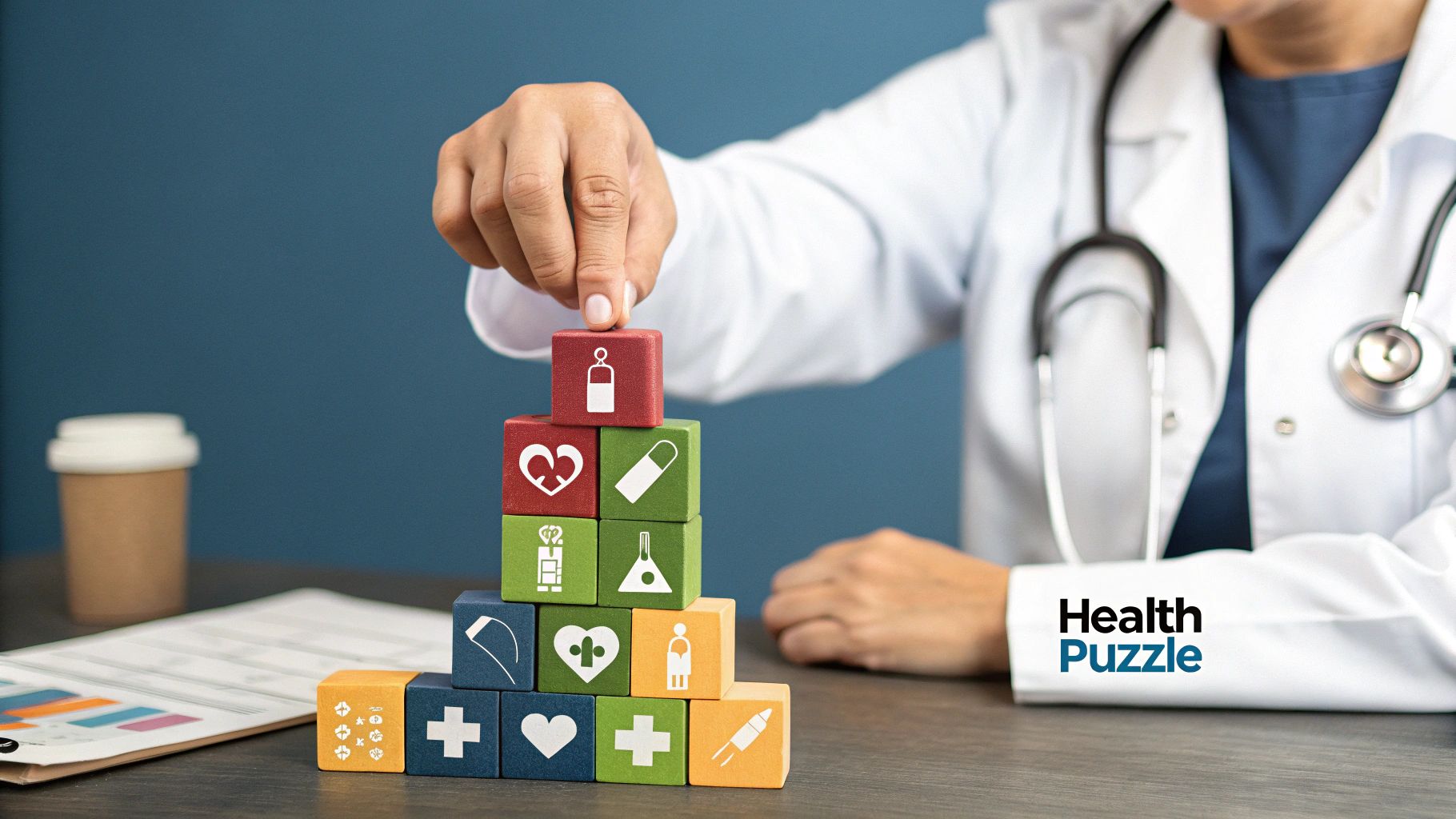 A doctor reviewing health check results with a patient.