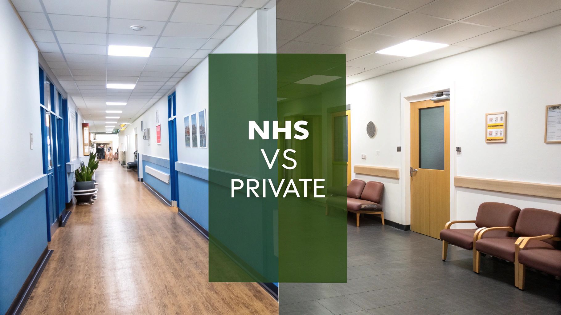 A fork in a path, with one sign pointing to 'NHS' and the other to 'Private', symbolising the choice between the two healthcare routes.