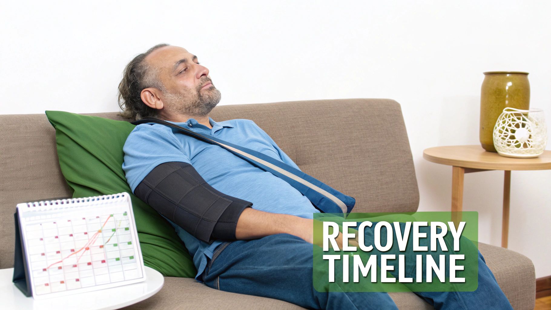 A patient undergoing physiotherapy for their shoulder, guided by a medical professional.