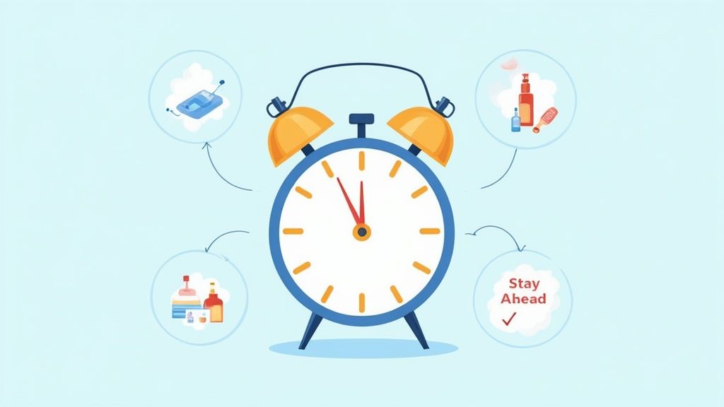 A person managing their medication schedule at home.