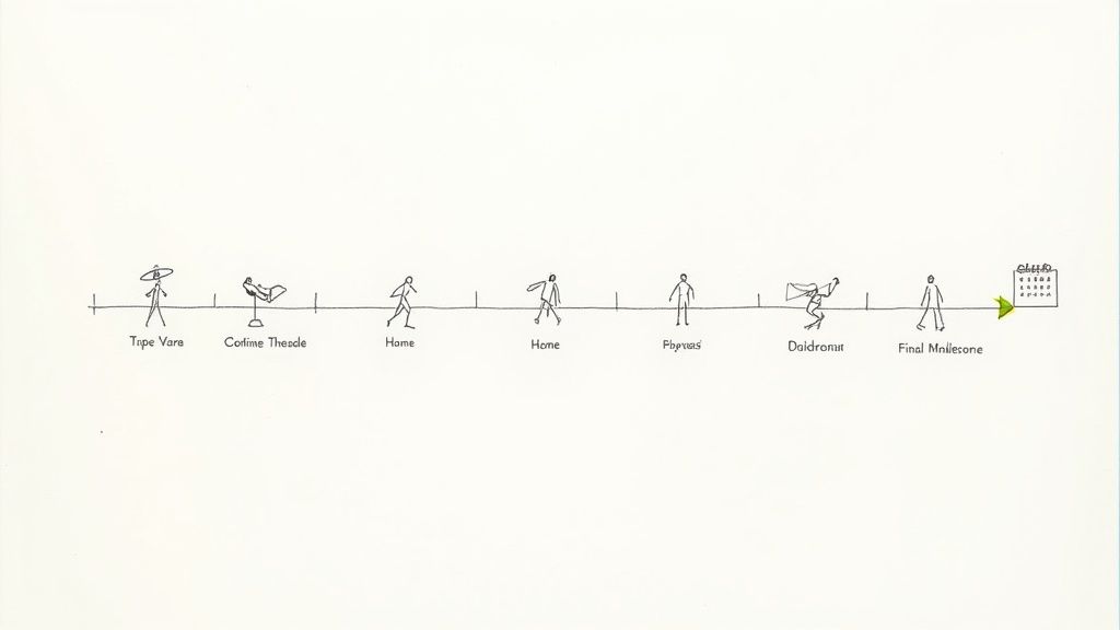 Woman in a sling looking out of a window