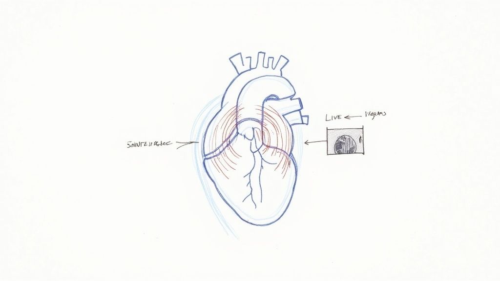 A sonographer performing a heart echo scan on a patient's chest