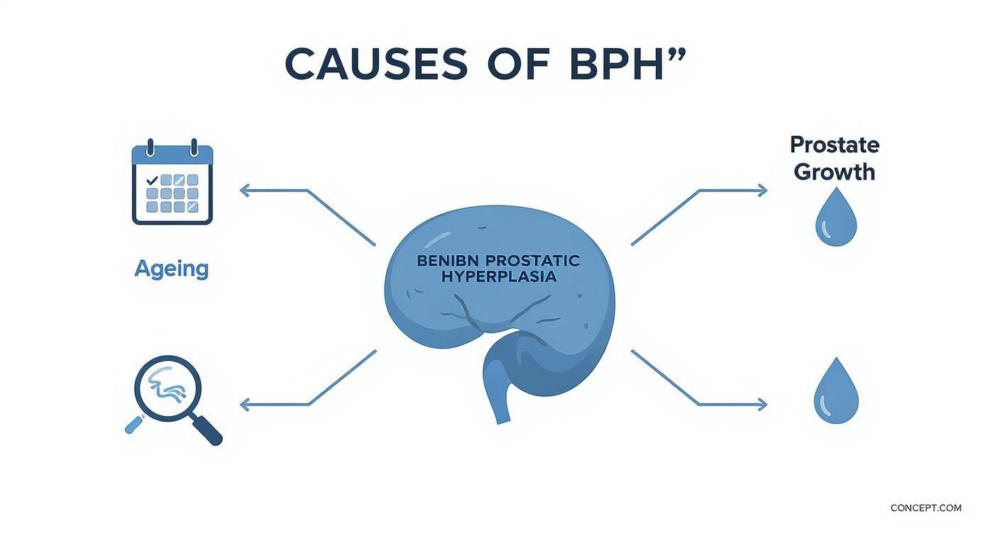 Infographic about symptoms of enlarged prostate