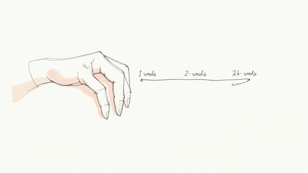 A person's bandaged wrist resting on a pillow after surgery.