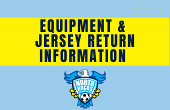 Table listing player availability by age group for mixed and girls soccer teams under North Rocks club logo on blue background.