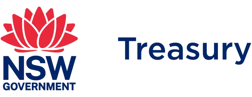 NSW Government Treasury logo with a red stylized waratah flower above the text.
