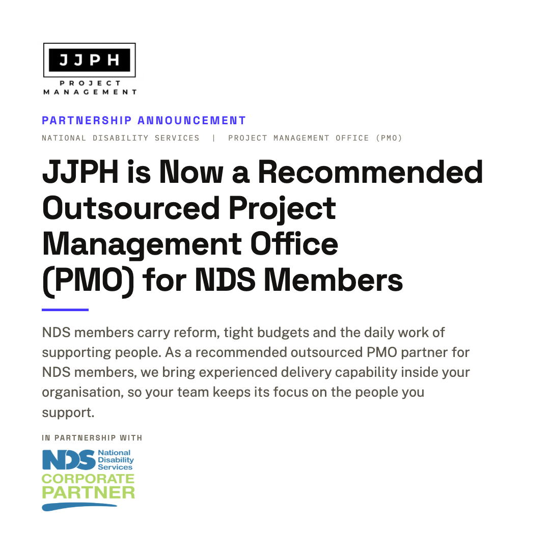 National Disability Services (NDS) announcement: JJPH is a recommended outsourced Project Management Office (PMO) partner for NDS members