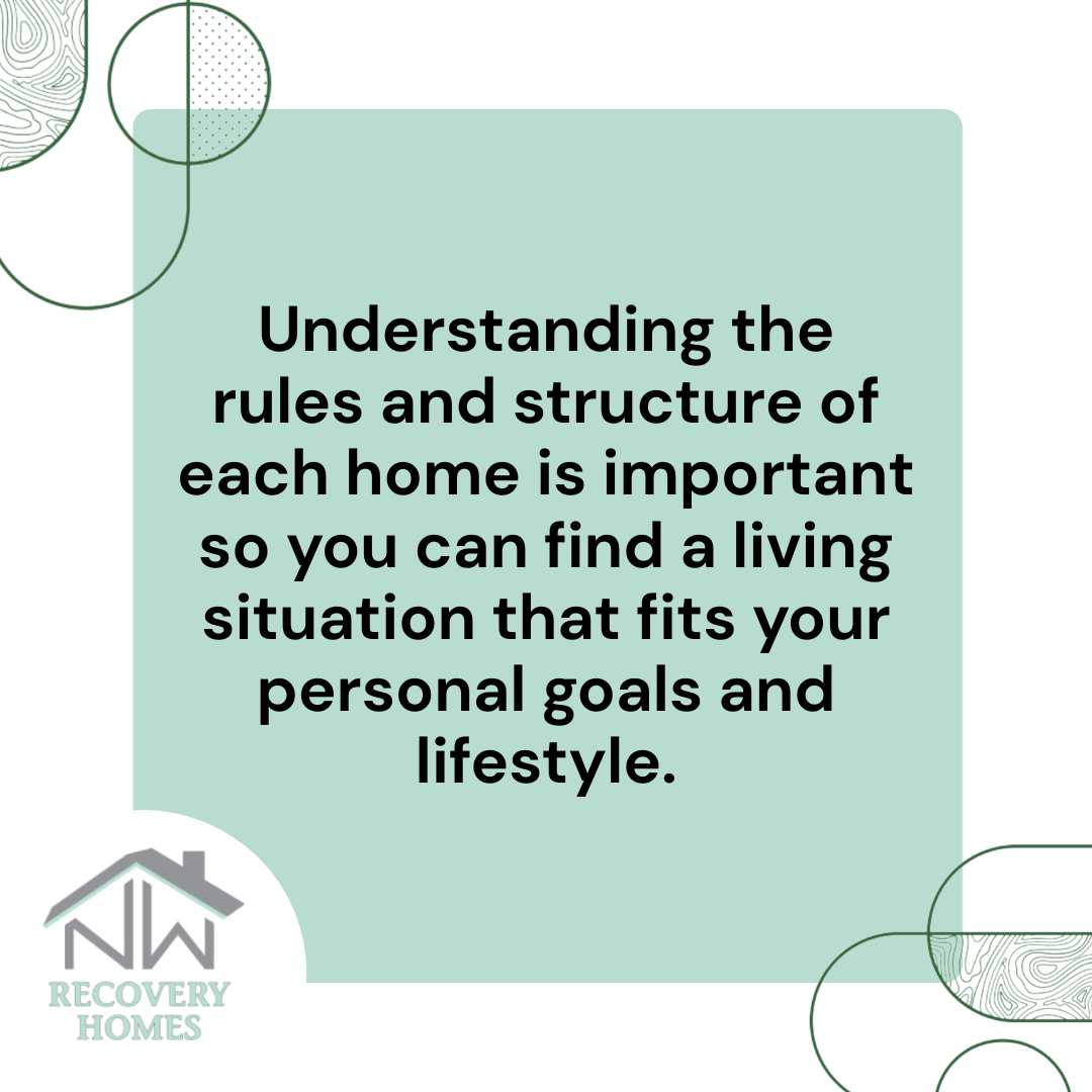 A graphic image stating the importance of understanding the rules and structure of a recovery home near me