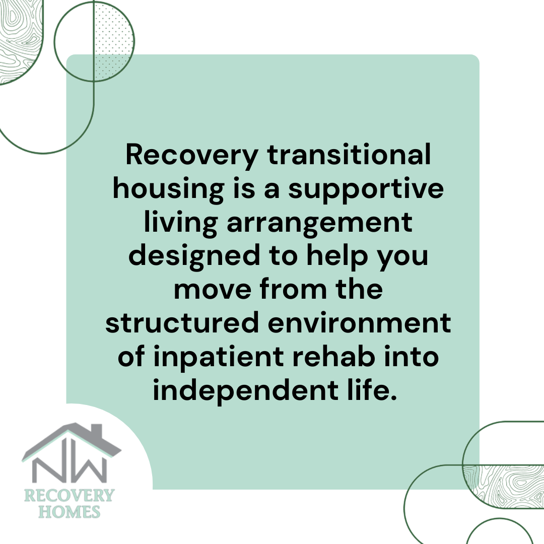 A graphic image defining what is recovery transitional housing