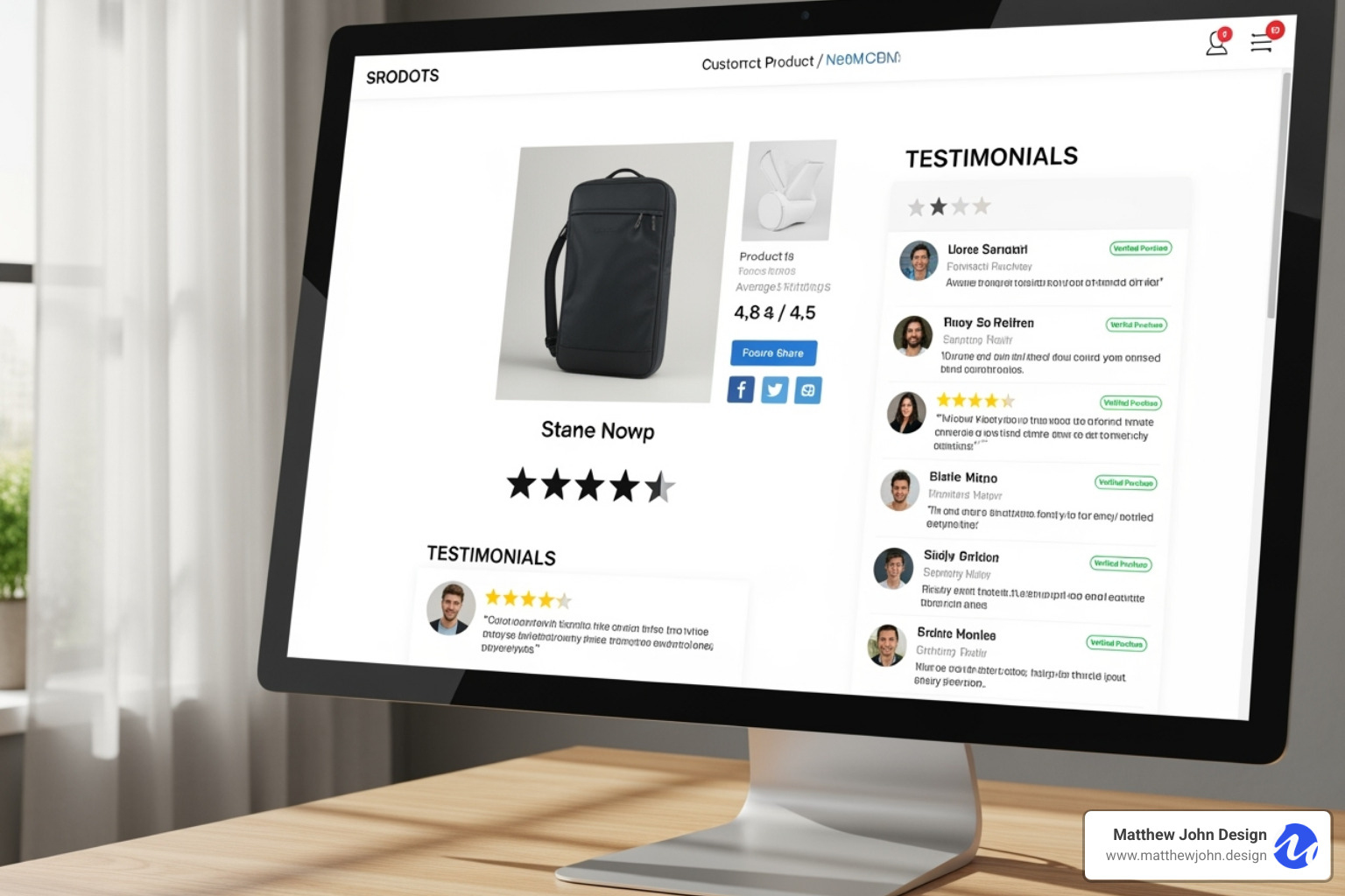 Image of a product page featuring prominently displayed star ratings, customer reviews, and testimonials, emphasizing social proof elements - what is conversion rate optimization in digital marketing