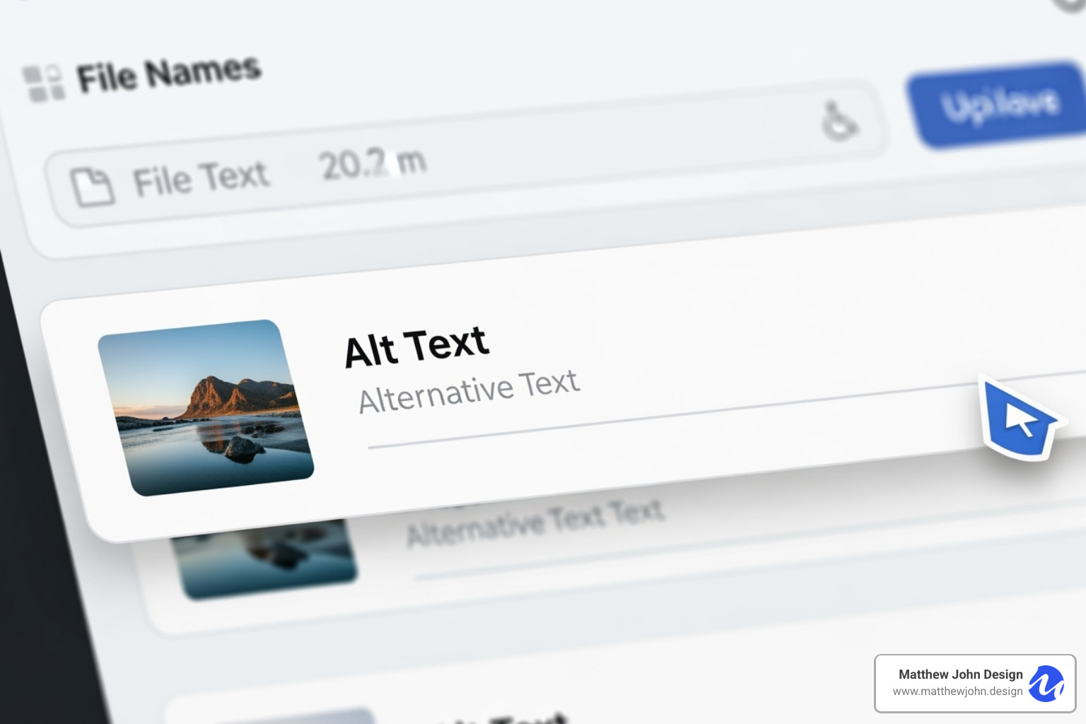 Webflow asset manager showing the alt text field for an image - webflow blog seo