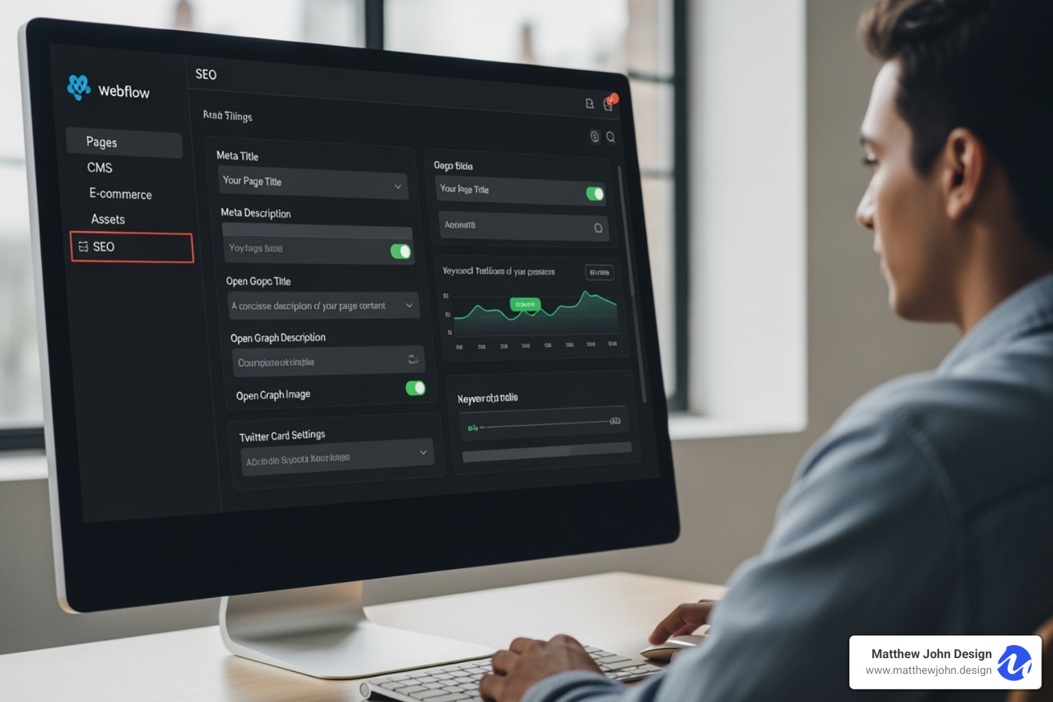 Webflow SEO settings section for a static page - webflow seo settings