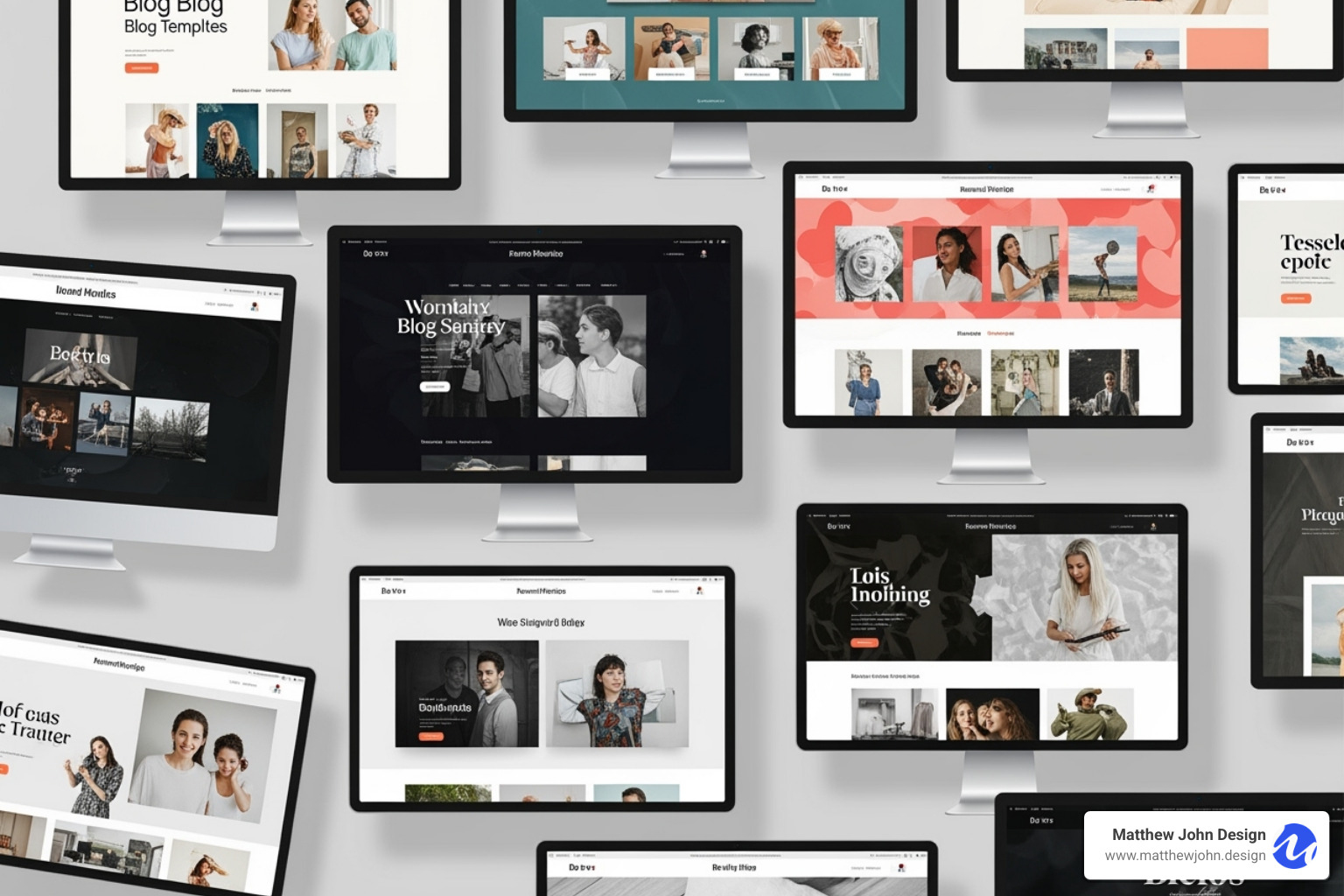 A collage of diverse Webflow blog template styles, featuring minimalist designs, vibrant visual layouts, and sophisticated editorial themes to suit various content creators. - webflow blog template