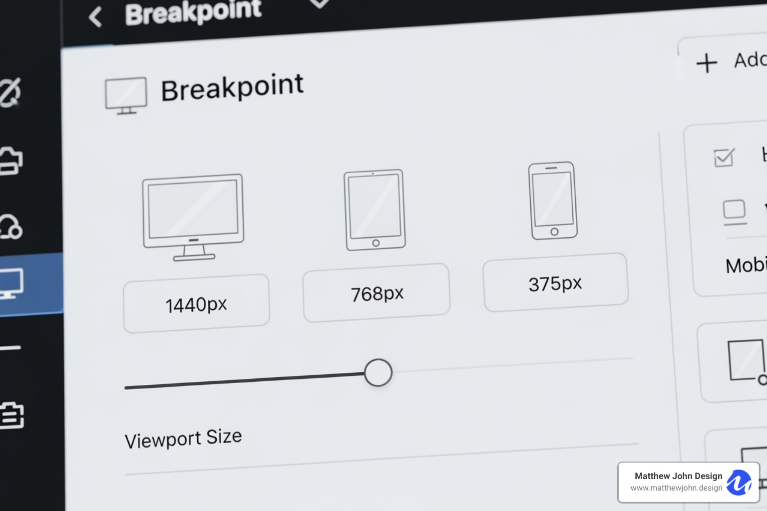 Webflow breakpoint controls in the Designer UI - webflow responsive design