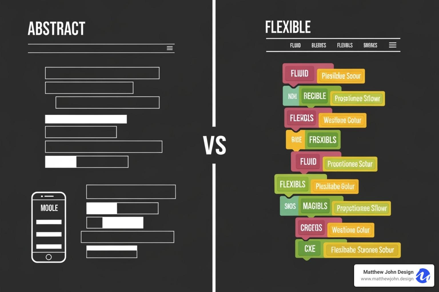 Image illustrating the difference between fixed and fluid layouts - webflow responsive design