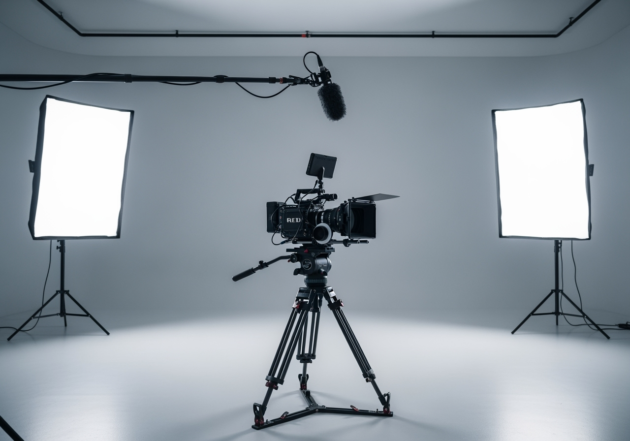 basic video production setup with camera, microphone, and lighting - Video marketing content basic video production setup with camera, microphone, and lighting - Video marketing content