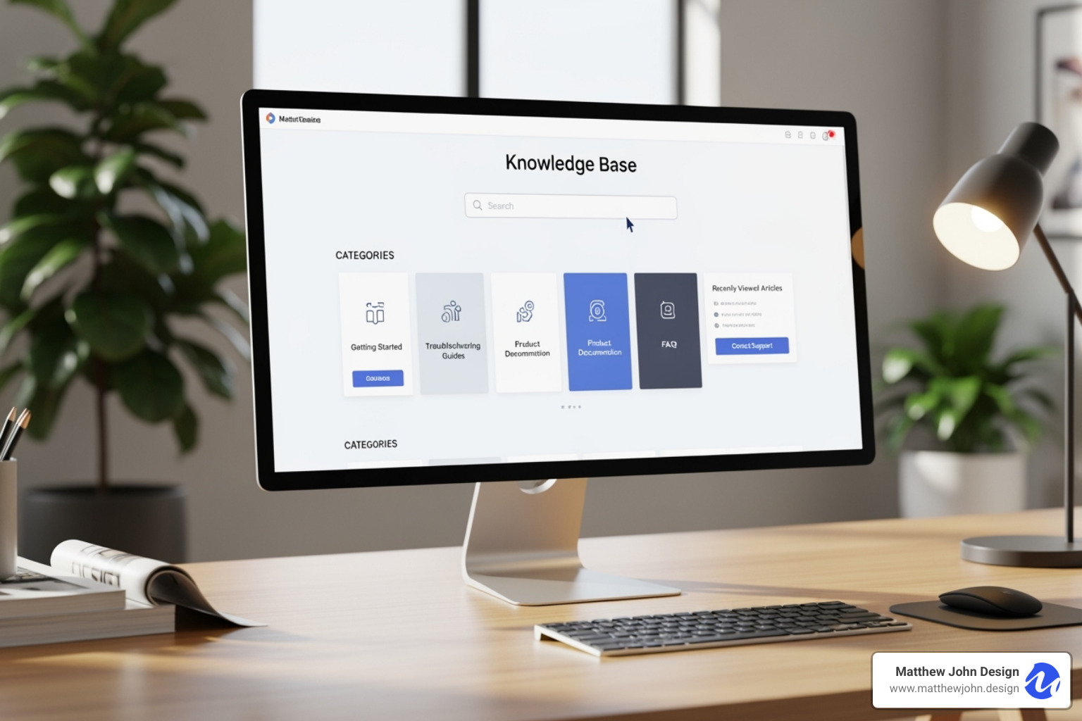 well-structured knowledge base homepage with clear categories - knowledge base software
