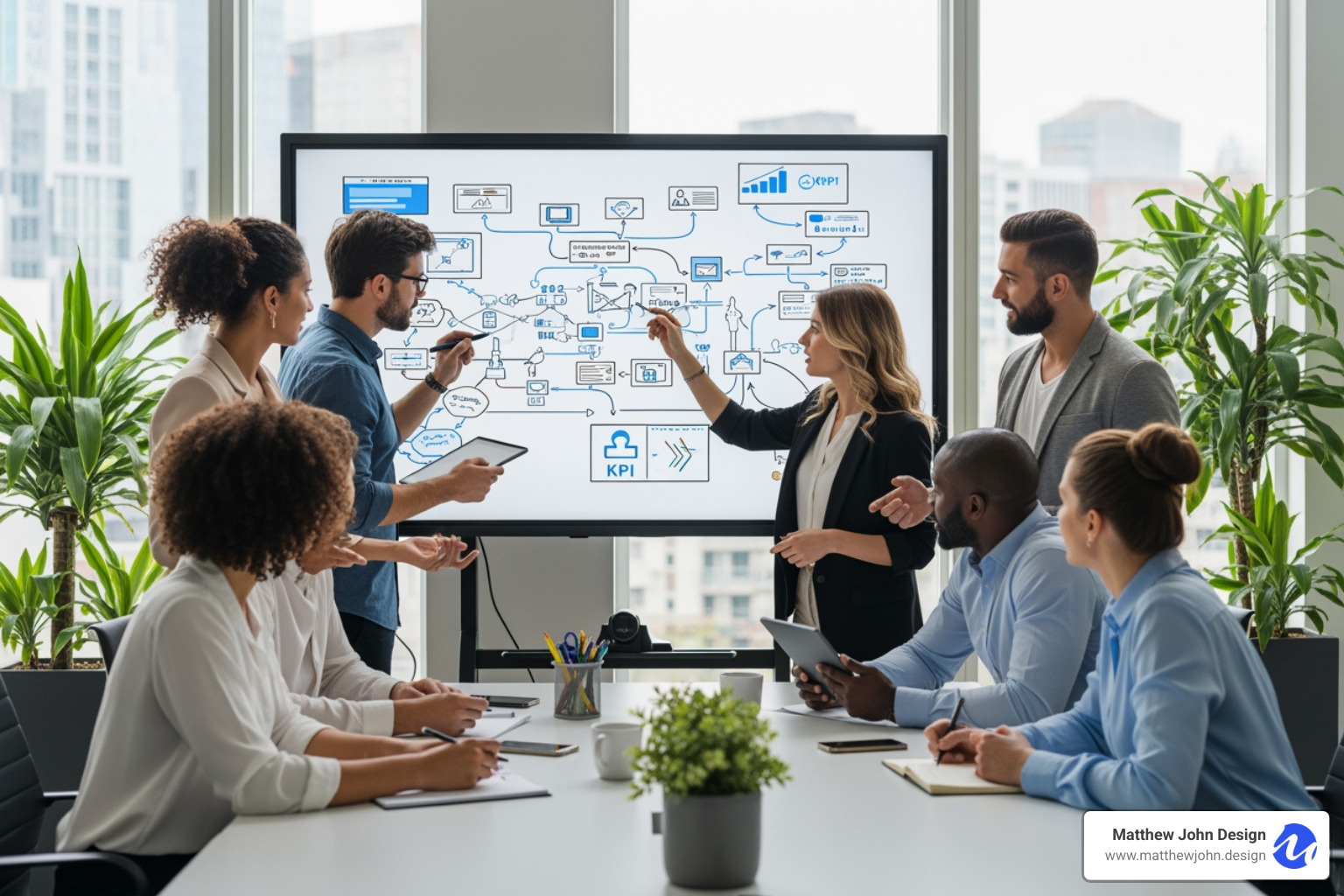 a diverse team collaborating on a digital marketing strategy around a whiteboard, showcasing teamwork and strategic planning - Grow online presence a diverse team collaborating on a digital marketing strategy around a whiteboard, showcasing teamwork and strategic planning - Grow online presence