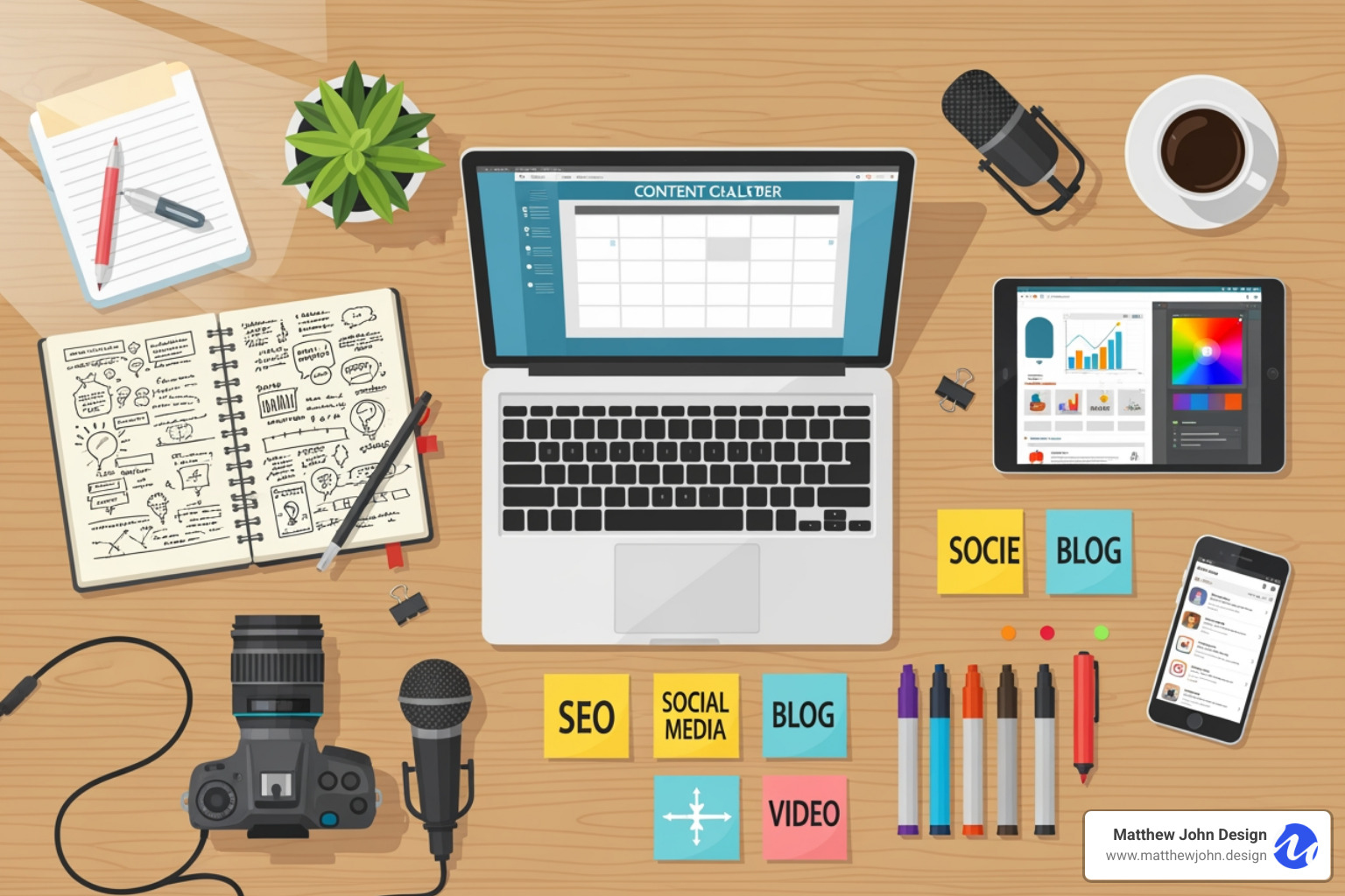 grid of various content formats including blog posts, video thumbnails, and infographics - Marketing content creation grid of various content formats including blog posts, video thumbnails, and infographics - Marketing content creation