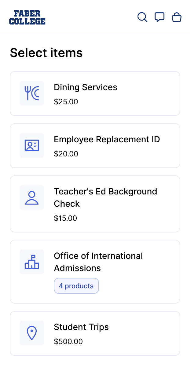 Meadow Checkout mobile screen