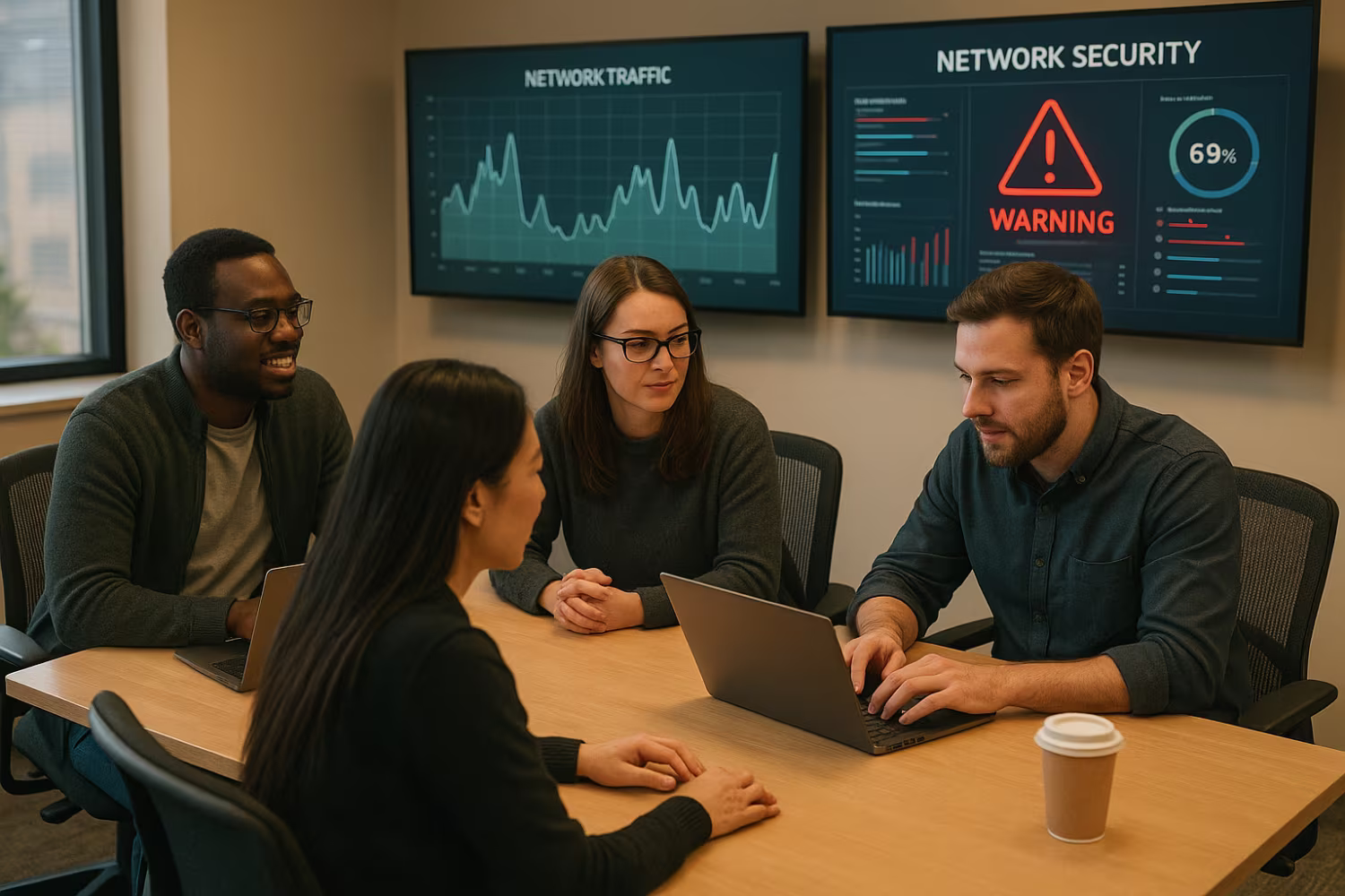 IT team discussing ransomware recovery plan