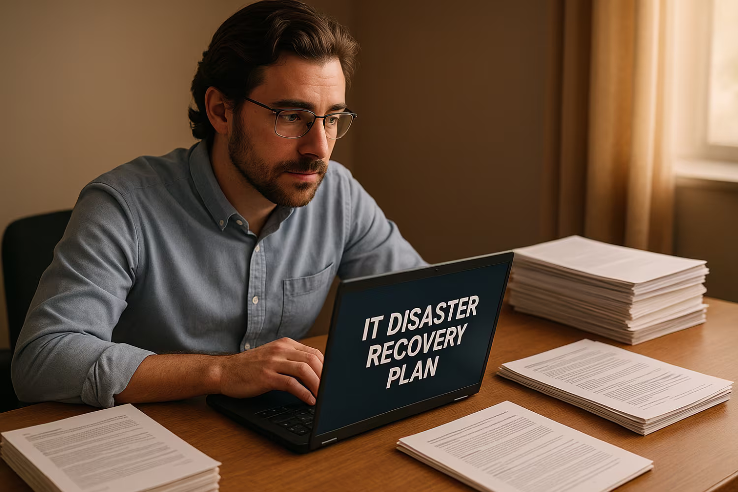 IT specialist reviewing disaster recovery plans