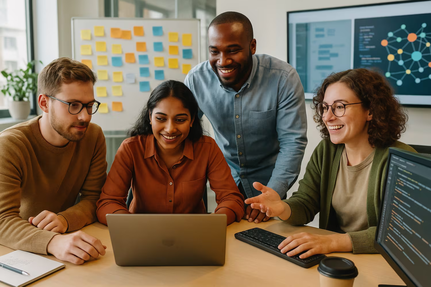 Diverse IT team collaboratively planning project