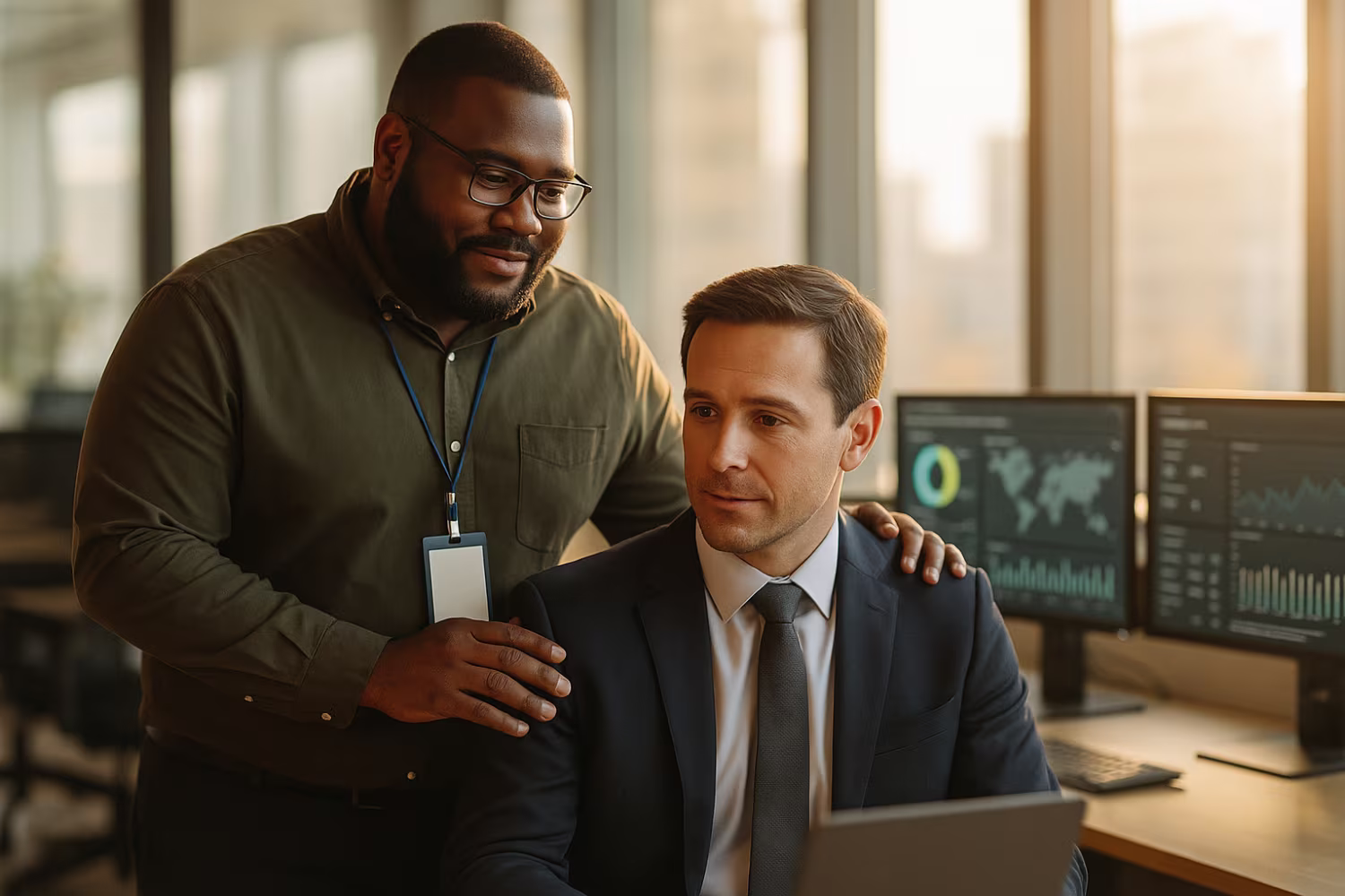 IT professional explaining SIEM analytics
