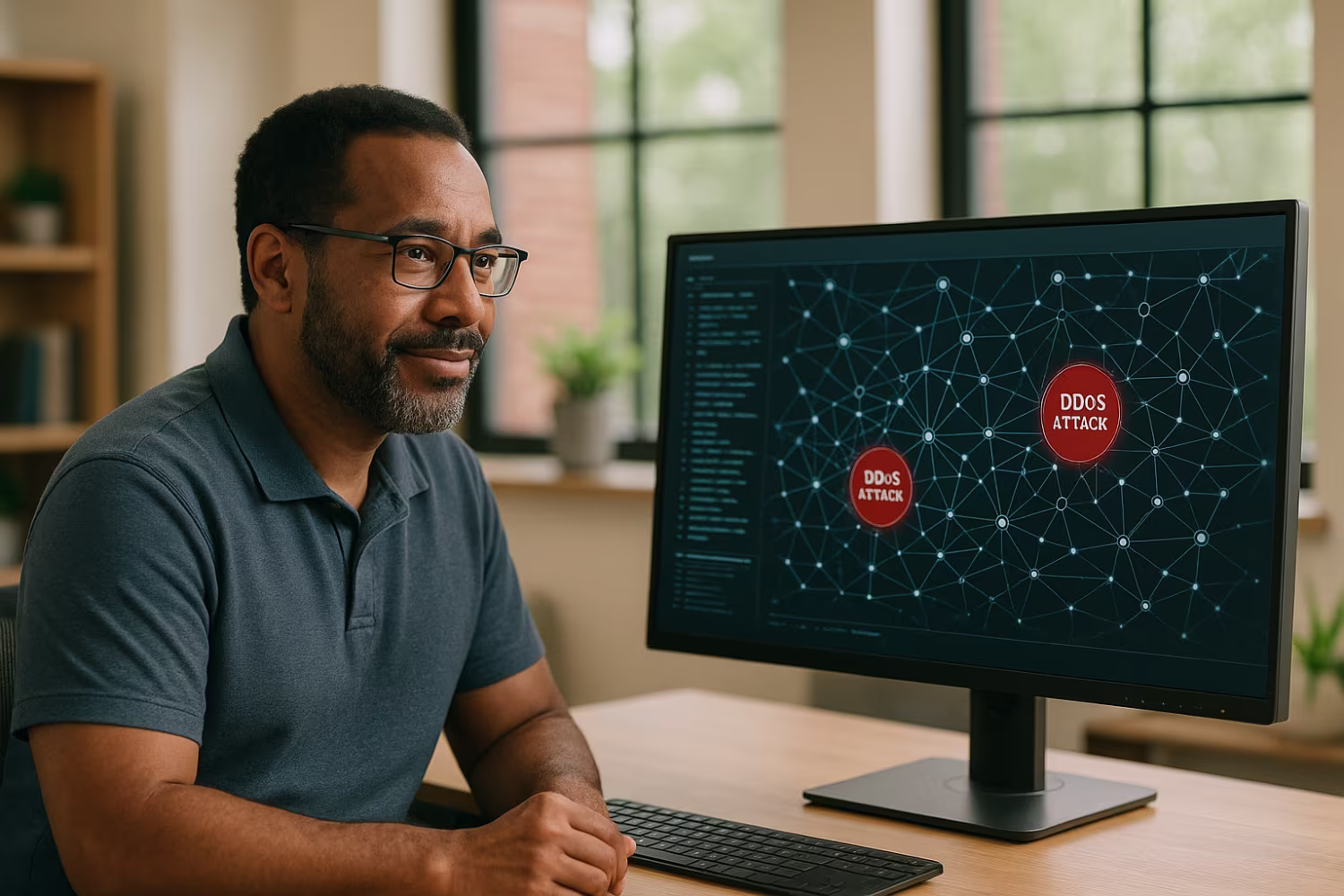 IT Professional Monitoring DDoS Attack