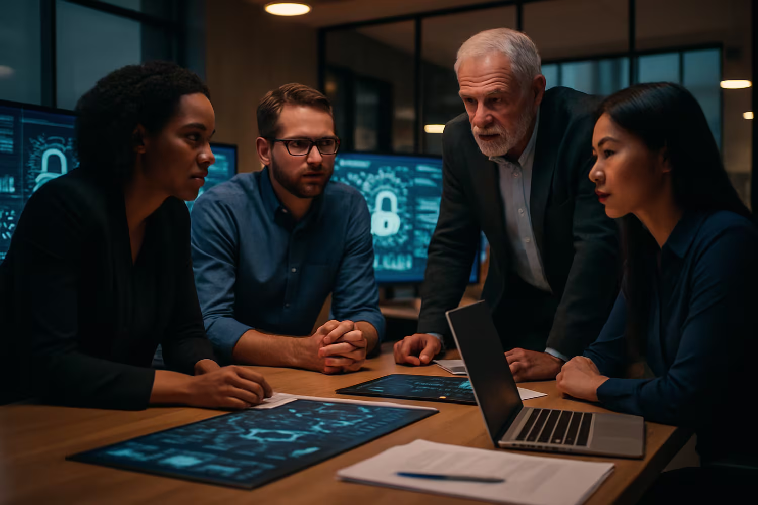 Team discussing DDoS attack strategies