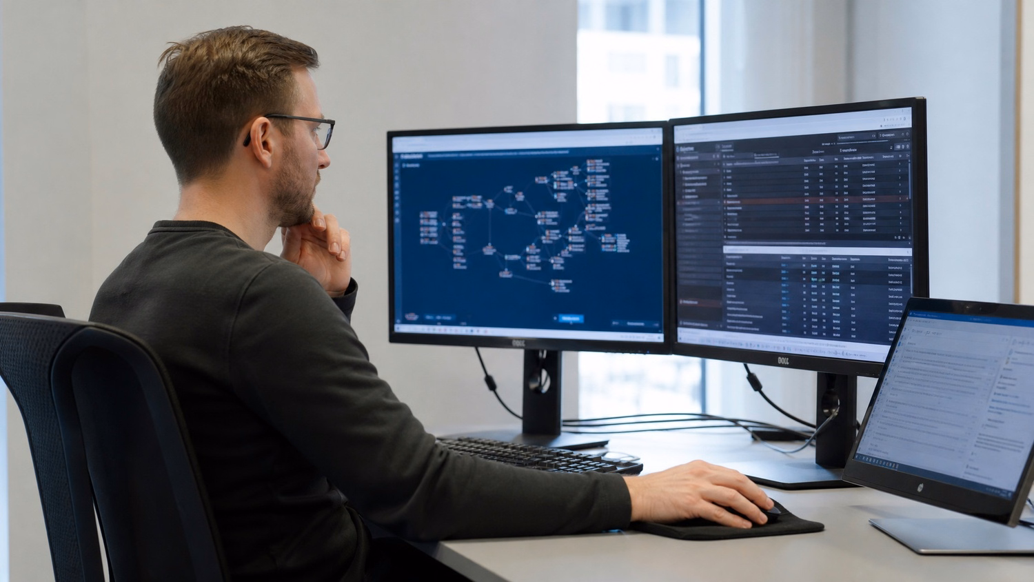 IT professional working at a desk on tasks related to Business Email