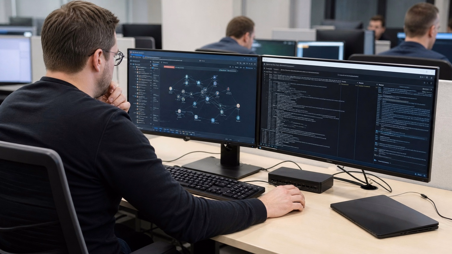 IT professional working at a desk on tasks related to Business Email