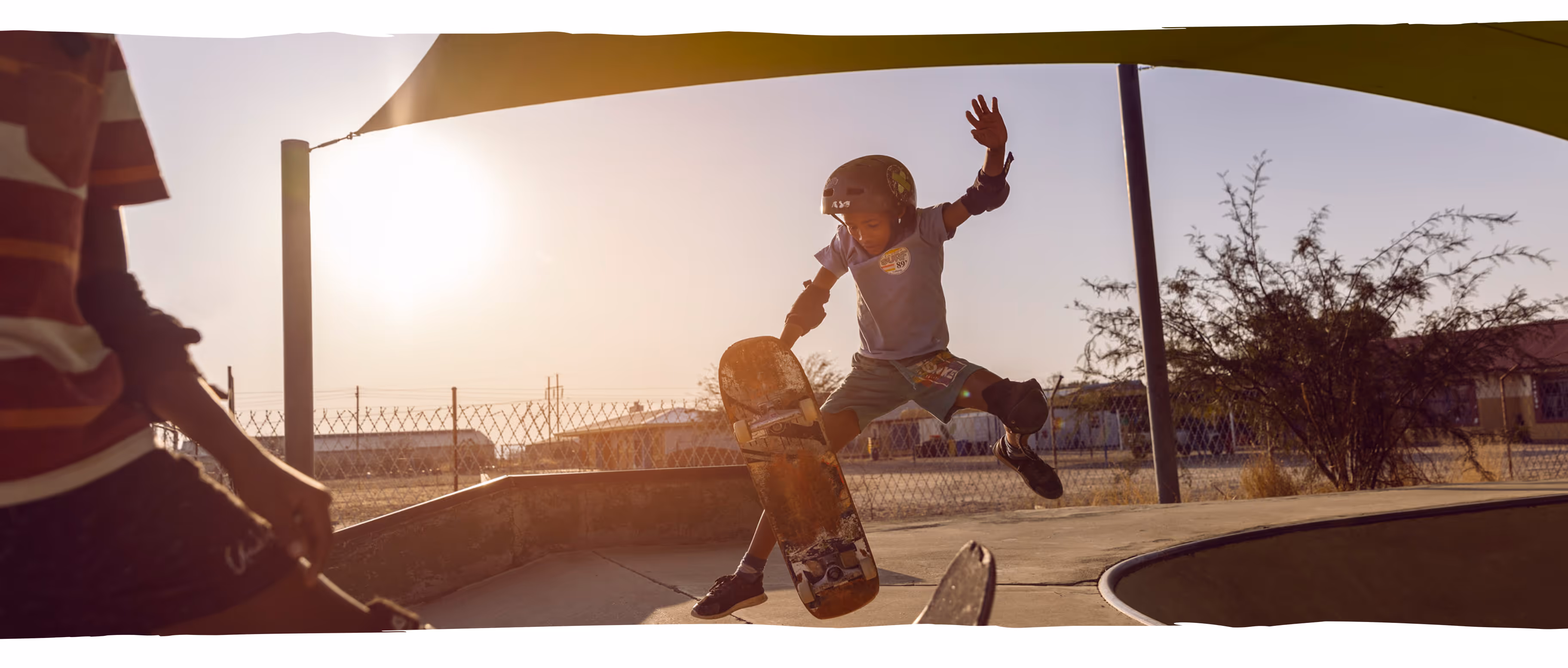 Young boy on a skateboard