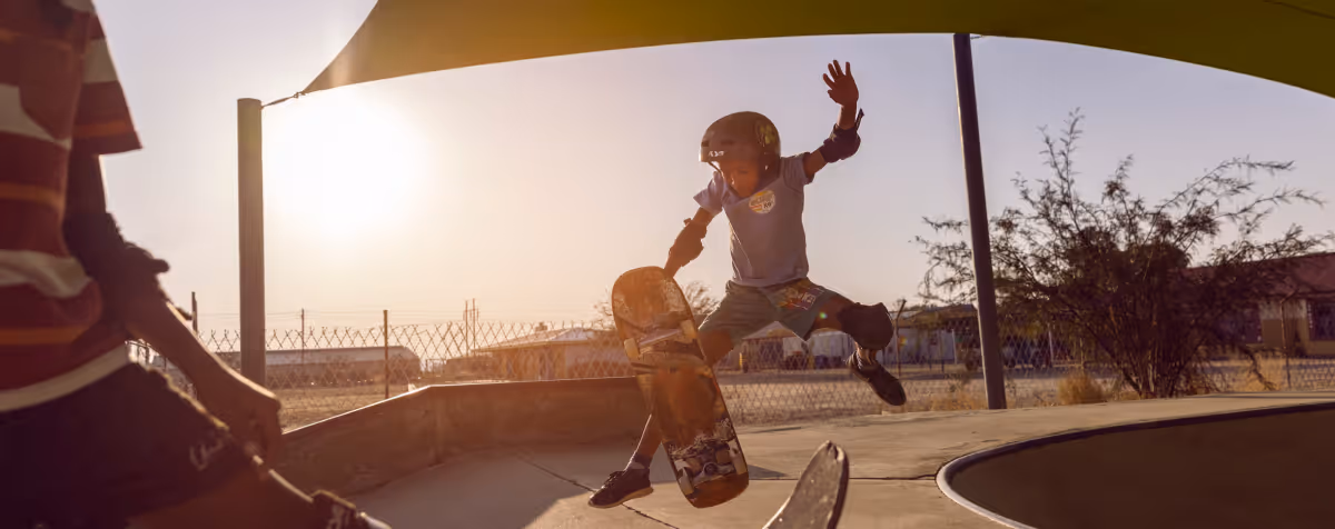 Young boy on a skateboard