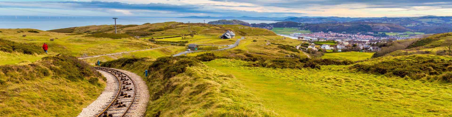 The Great Orme Tramway track surrounded by autumnal colours
