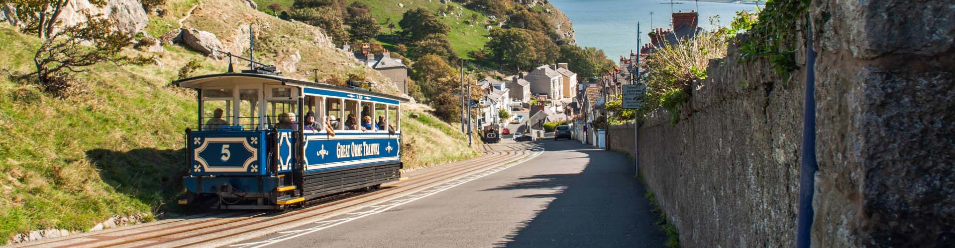 Great Orme Tramway going through Llandudno