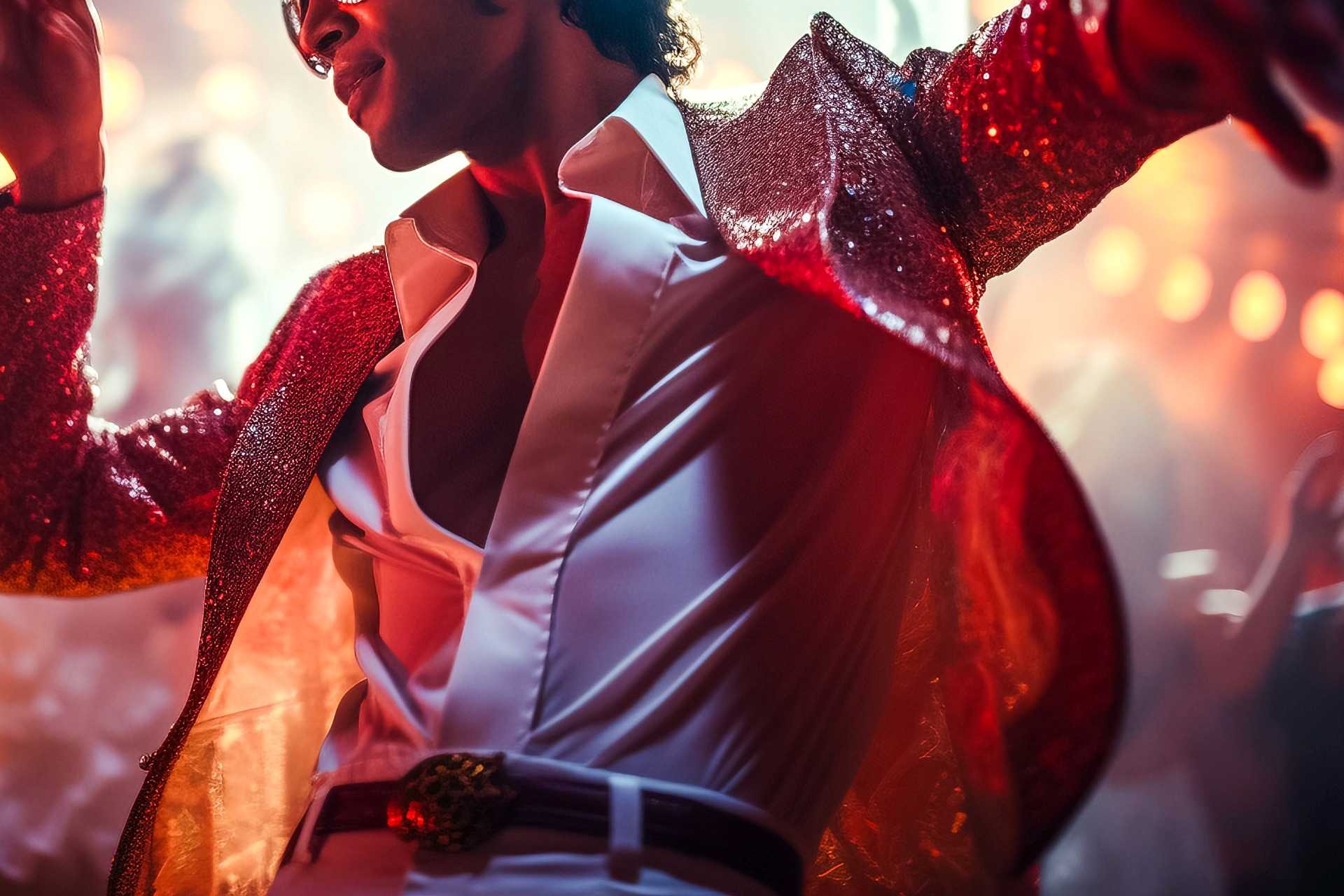 Close up of 70s dancer