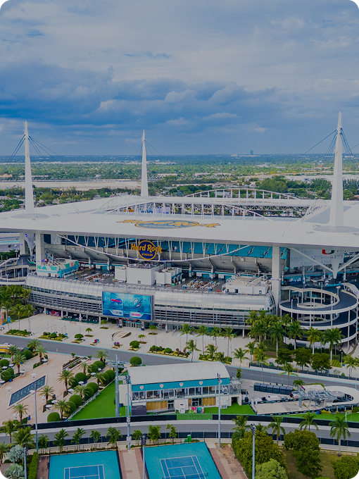 Aerial view of Hard Rock Stadium in Miami.