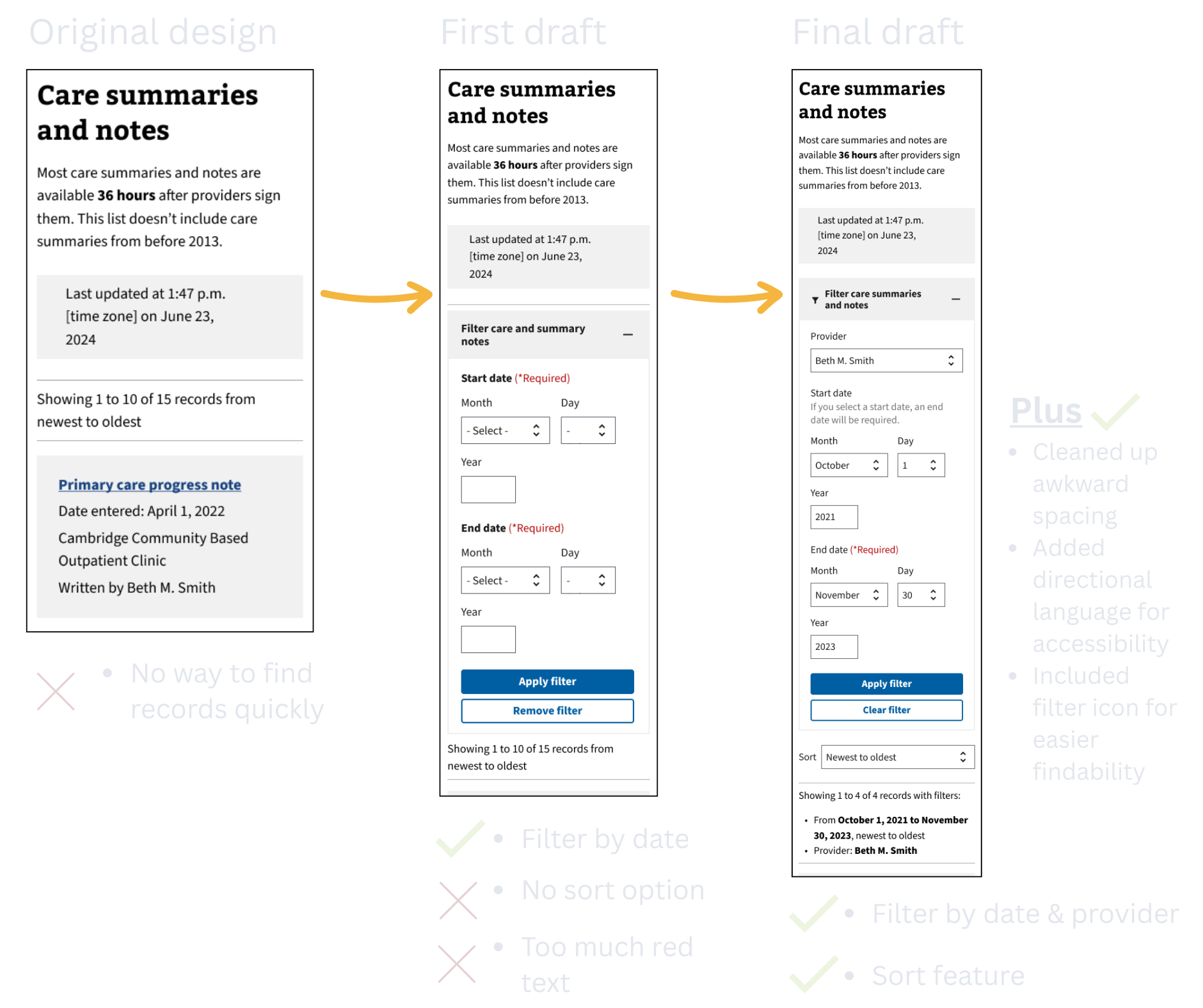 Mockups showing each design draft