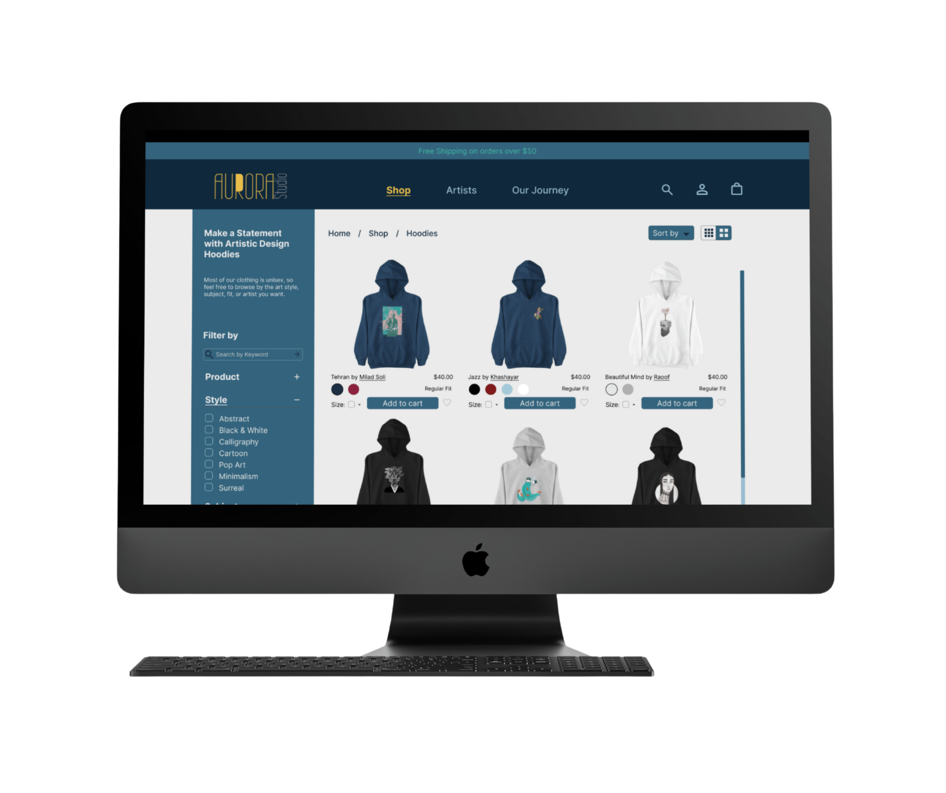 Full mockup of product page