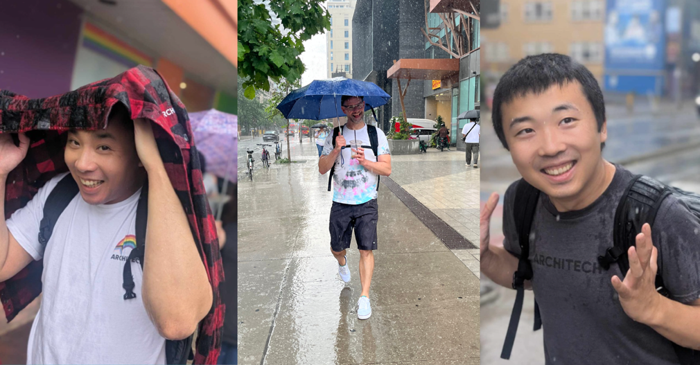 A collage of a person holding an umbrellaAI-generated content may be incorrect., Picture