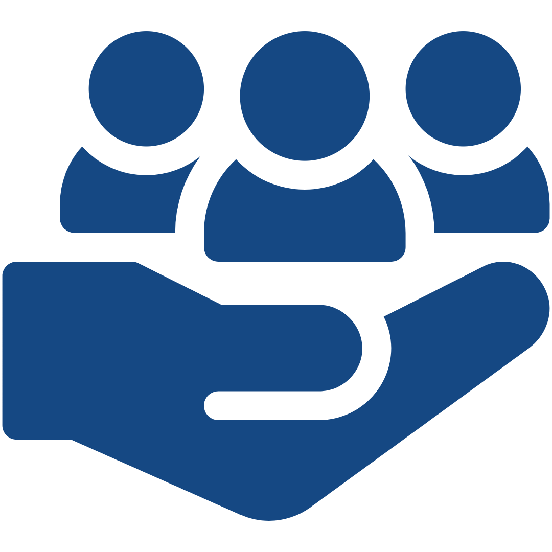 Four outlined human figures surrounding a target symbol at the center, representing target audience or market segmentation.