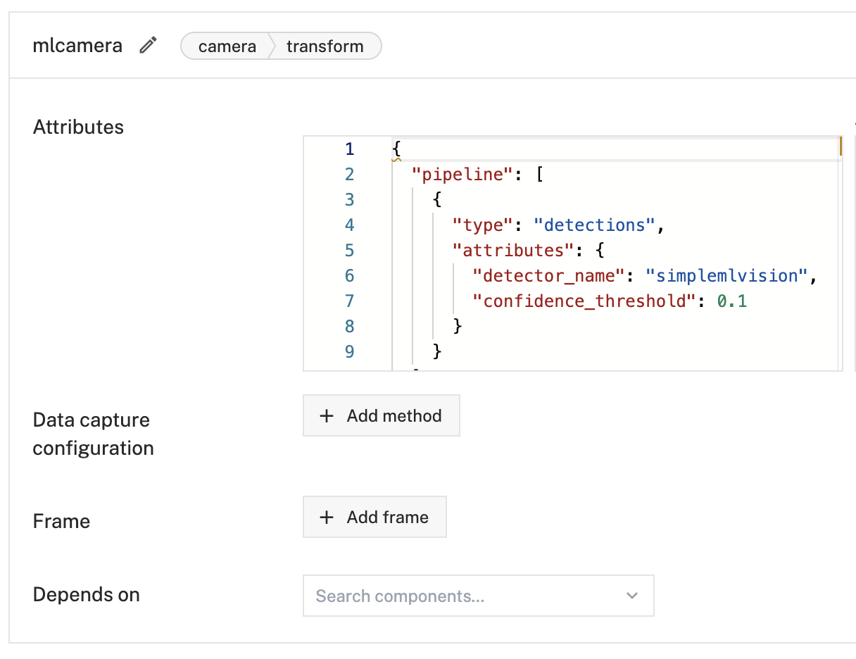 The final step: configuring the camera transform to use the object detection model