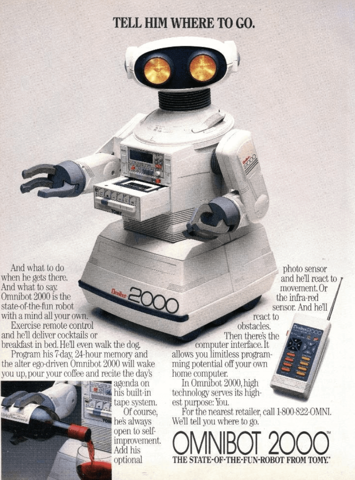 1984 advertisement for the Omnibot 2000.