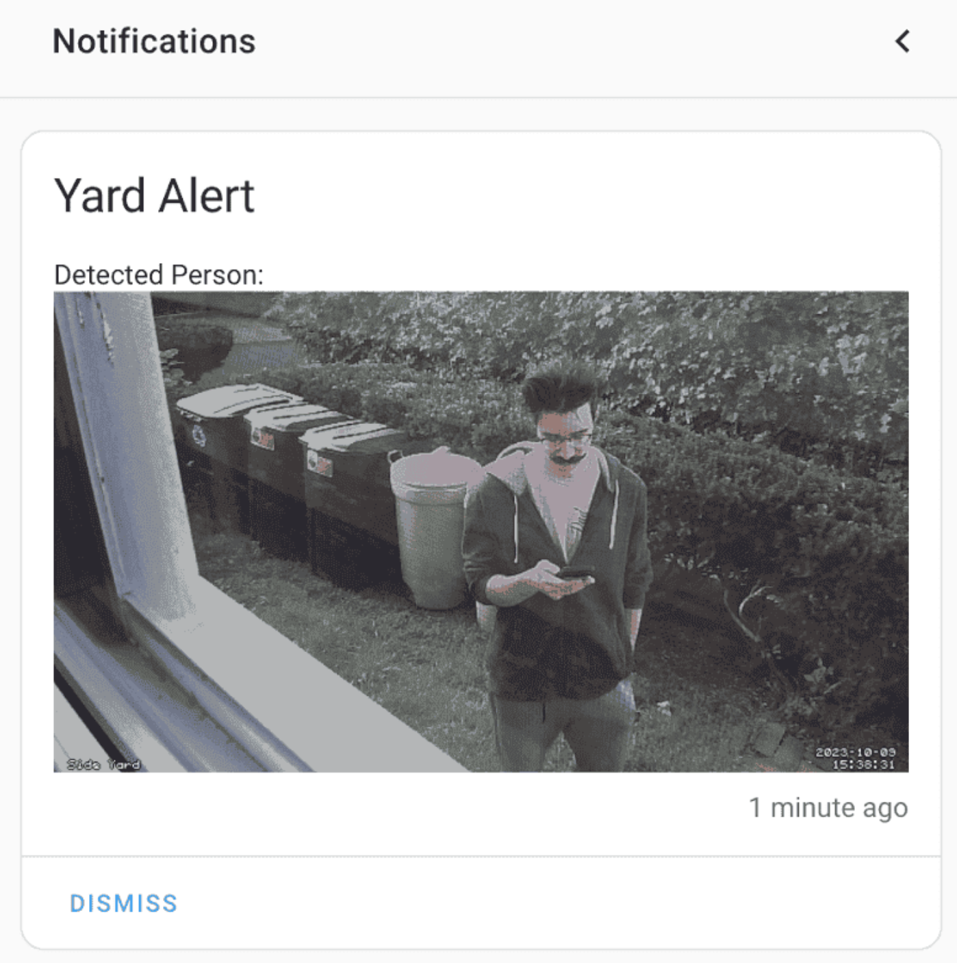 Notification when a person is detected