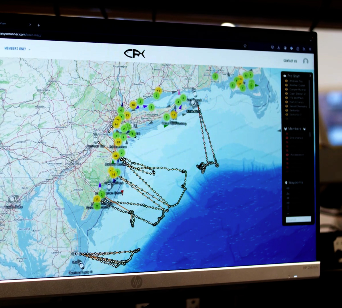 A photo of a computer monitor showing the interface of the Canyon Runner app