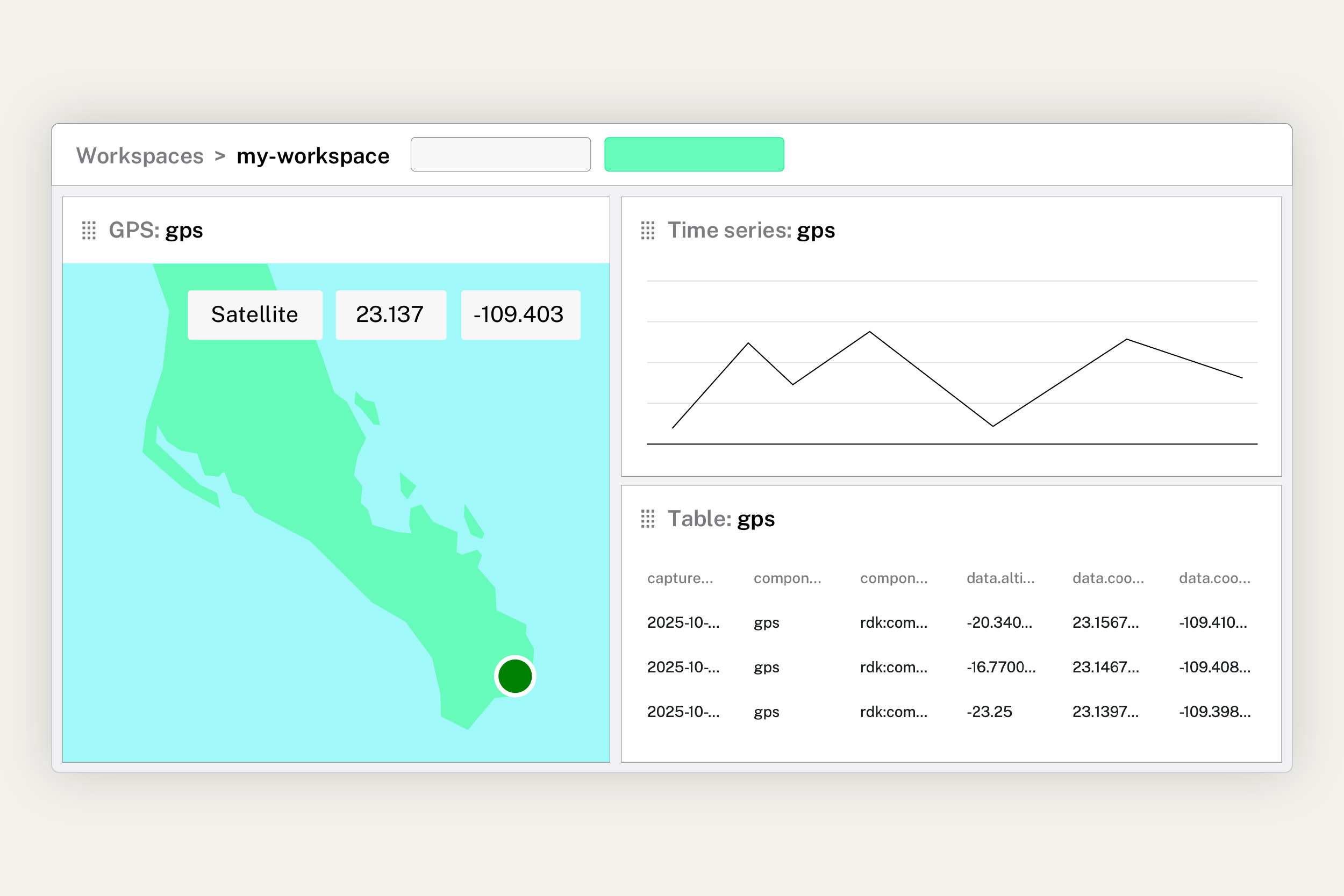 An illustration showing a dashboard within the viam app