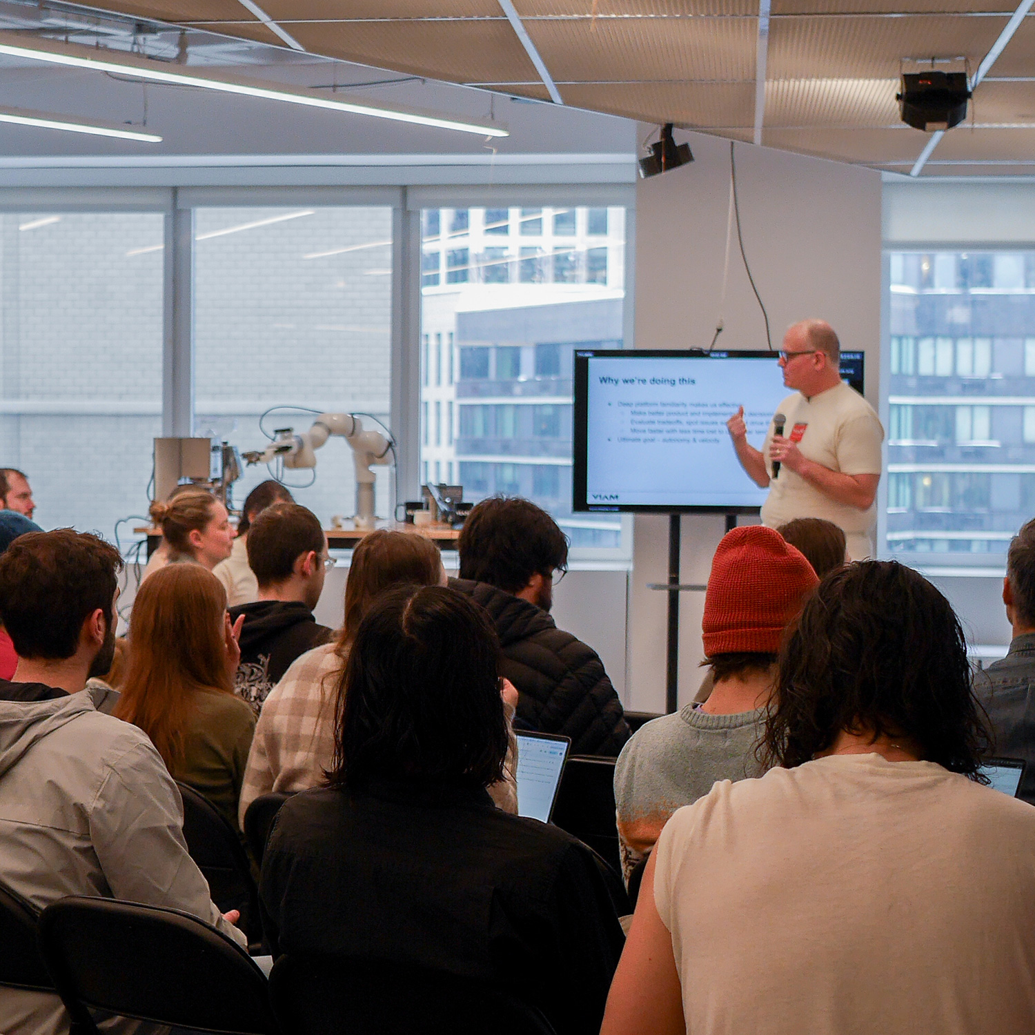 Our Head of Education kicking of the Build on Viam Hackathon