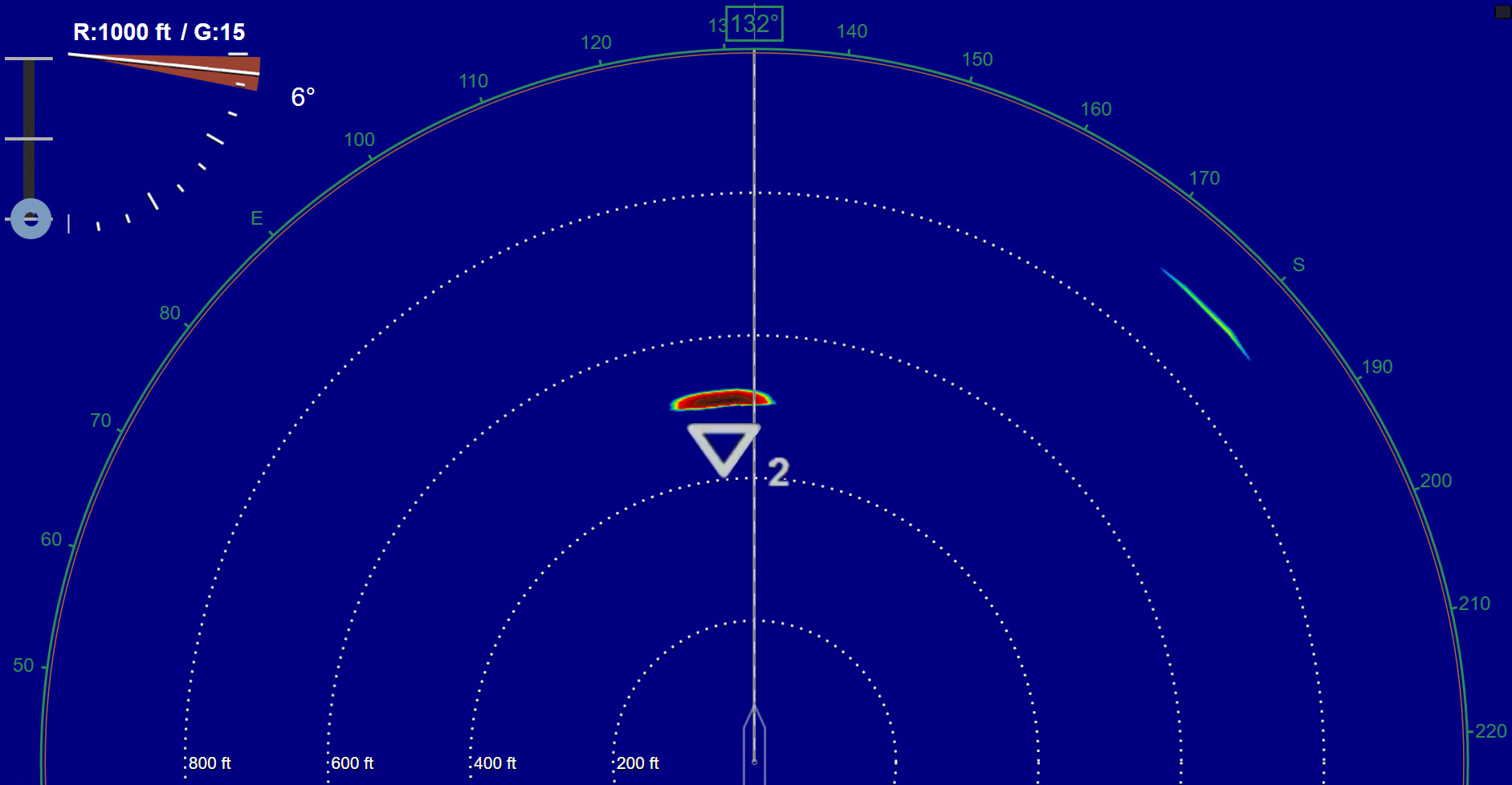 Radar screen showing a fish detected by Sonar AI