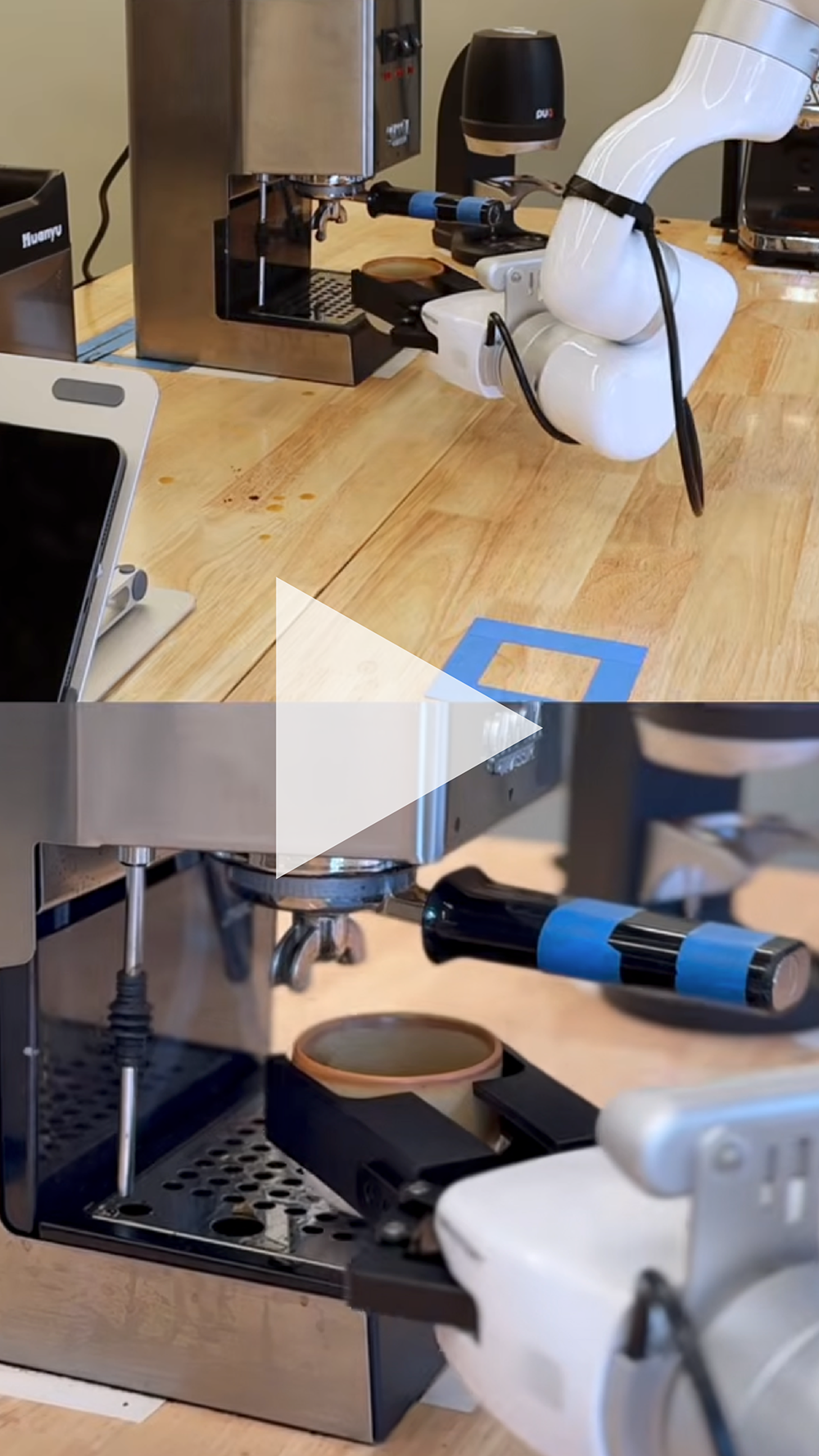 A thumbnail for a video of our coffee making robot